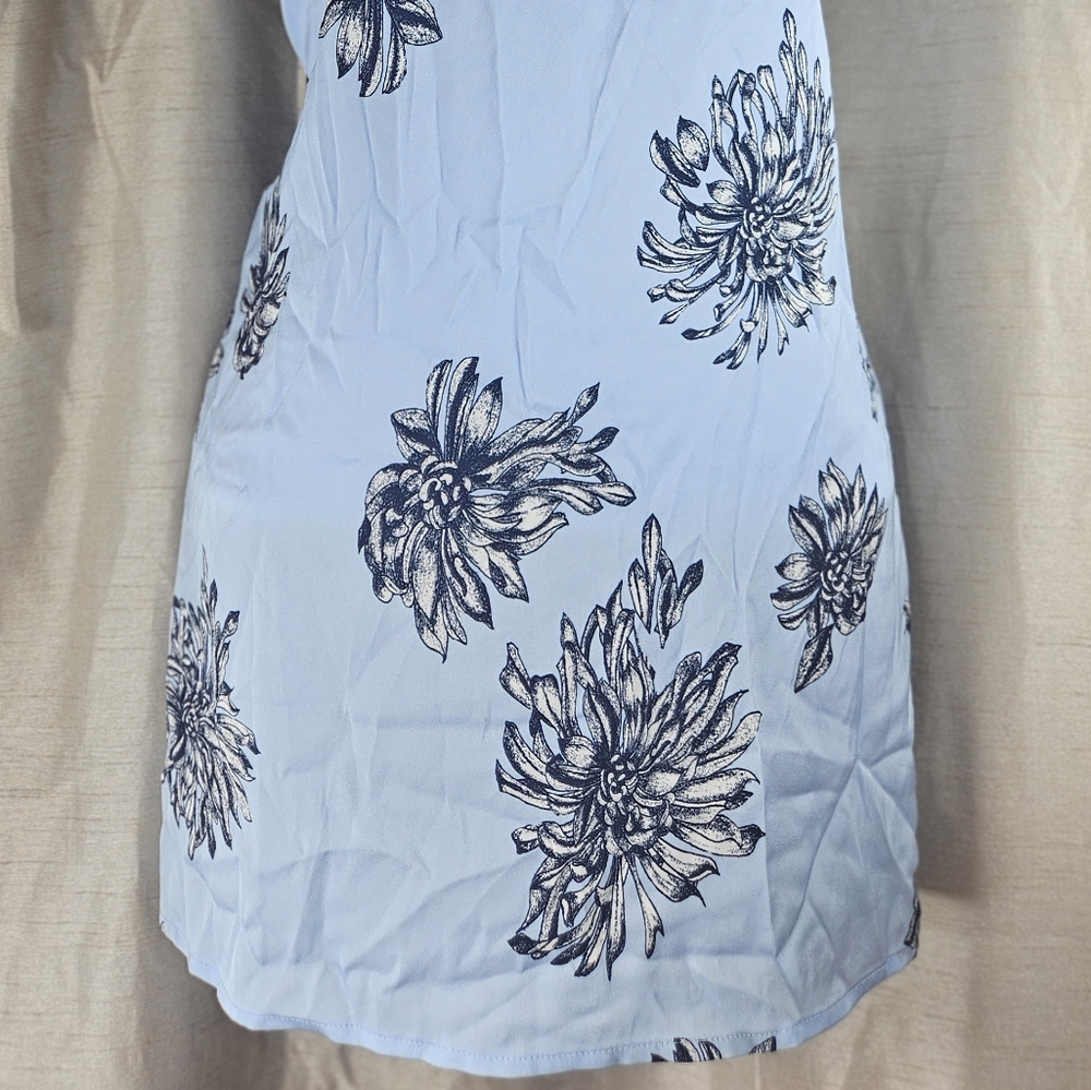 NWT Nordstrom blue floral silk blouse top Womens XLarge - Picture 5 of 8